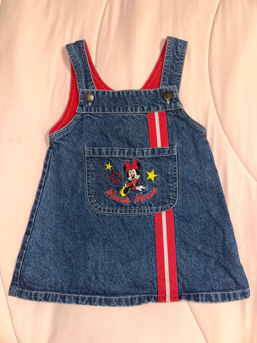 MICKEY FOR KIDS Minnie Mouse Overall dress 3T Vintage. Denim
